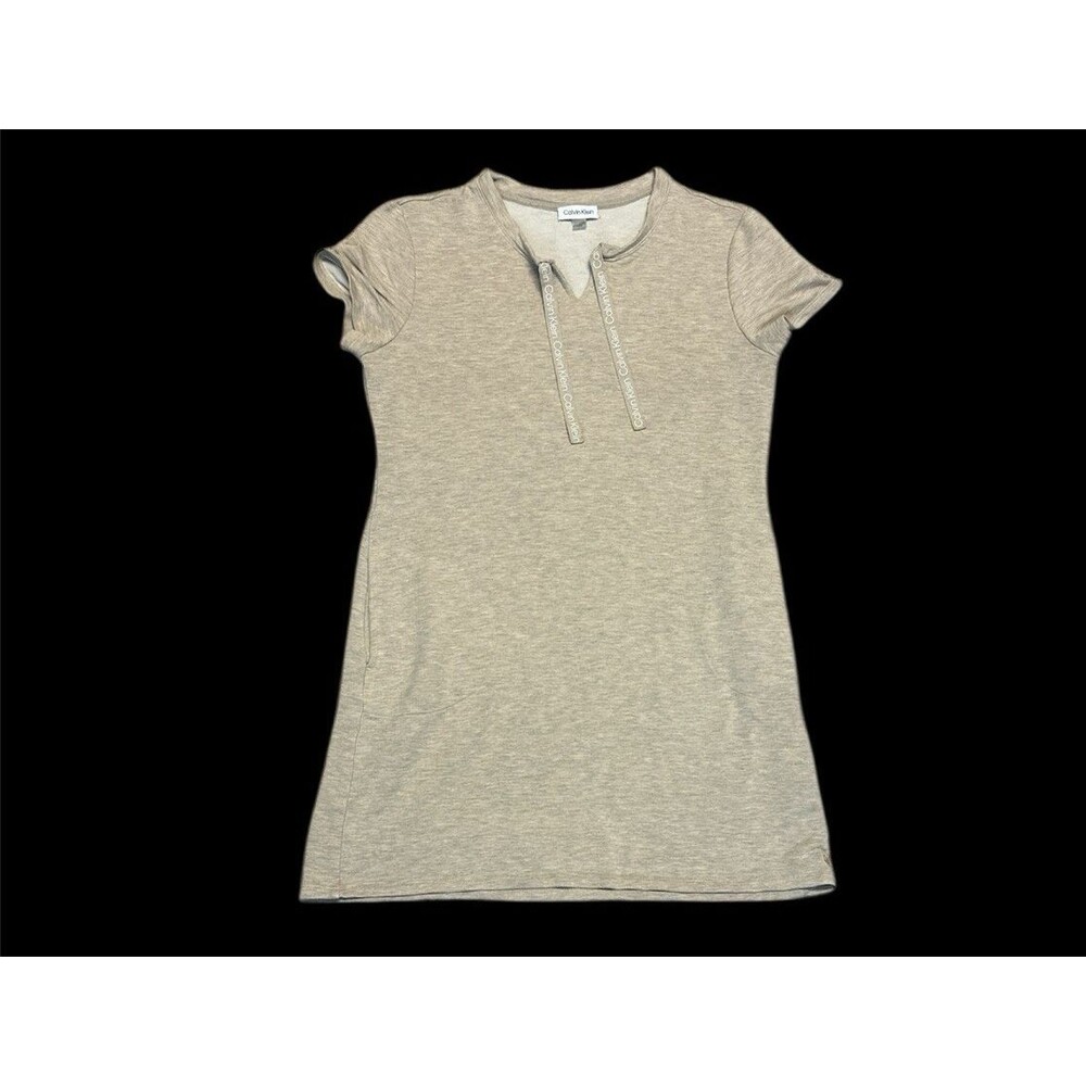 CALVIN KLEIN Beige Heathered T-shirt Dress with Pockets Womens Size L Cover Up